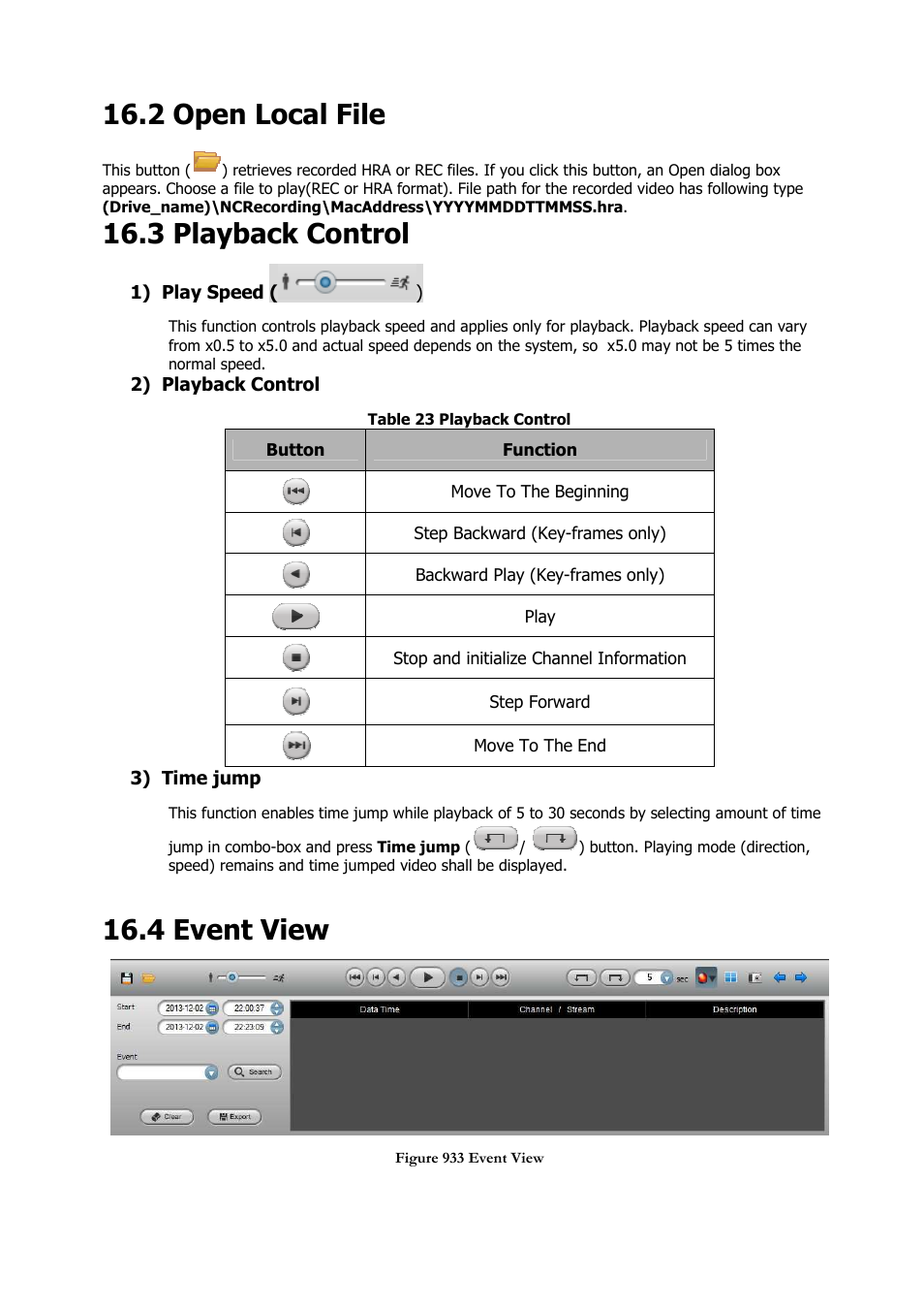 2 open local file, 3 playback control, 4 event view | Comelit RAS_SOLUTION User Manual | Page 96 / 106