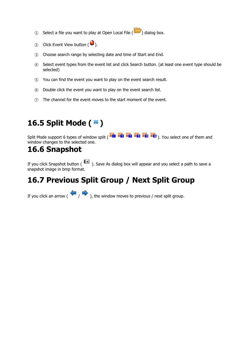 5 split mode ( ), 6 snapshot, 7 previous split group / next split group | Comelit RAS_SOLUTION User Manual | Page 97 / 106