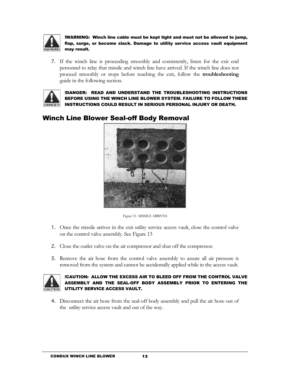Winch line blower seal-off body removal | Condux Winch Line Blower System User Manual | Page 15 / 34