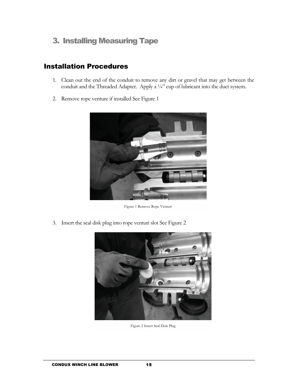 Installing measuring tape, Installation procedures | Condux Winch Line Blower System User Manual | Page 17 / 34