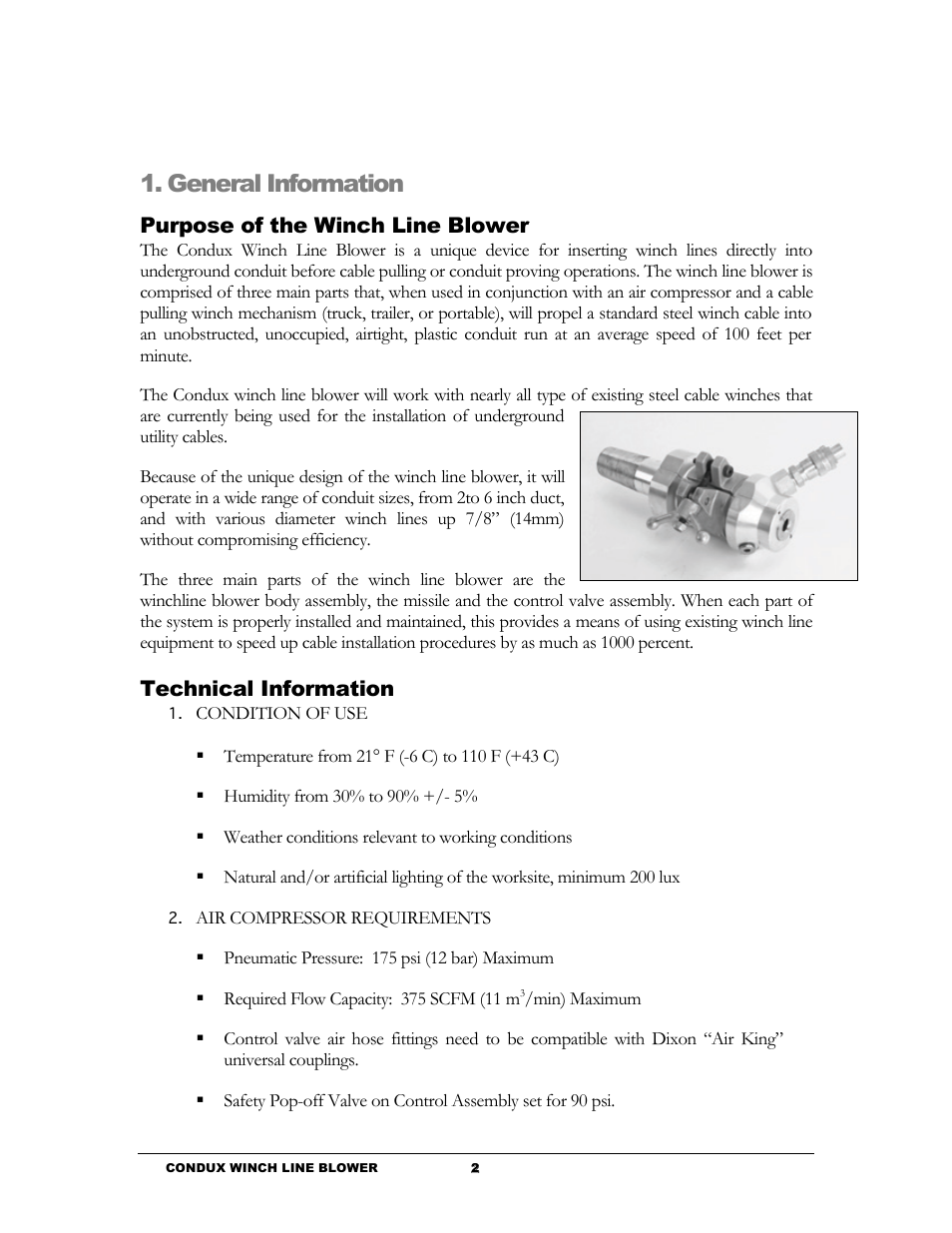 General information | Condux Winch Line Blower System User Manual | Page 4 / 34