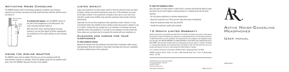 Acoustic Research ARNC01 User Manual | Page 2 / 2