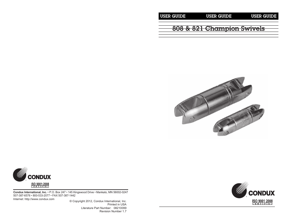 Condux 821 Champion Swivels User Manual | 4 pages