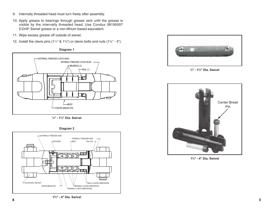 Condux Break-Away D.Drill Swivels User Manual | Page 5 / 6