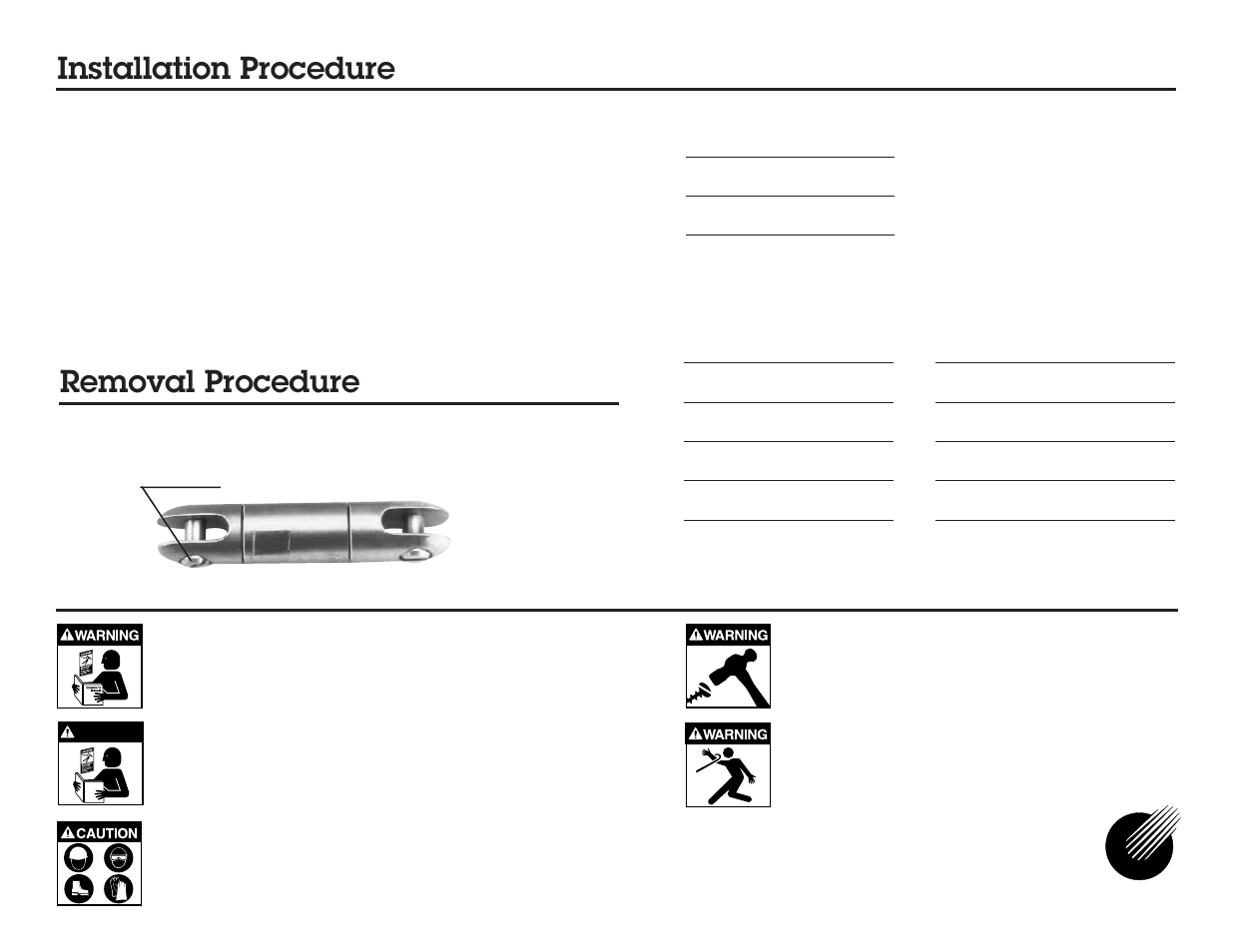 Installation procedure, Removal procedure, Condux | Condux Break-Away Swivels User Manual | Page 2 / 2