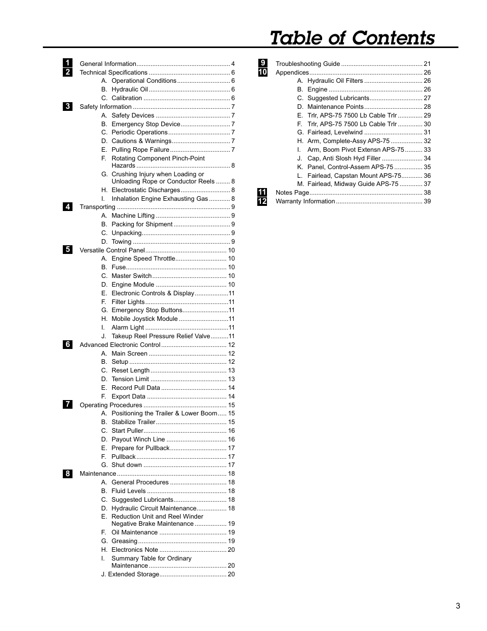 Condux APS75 Underground Pulling Trailer User Manual | Page 3 / 40