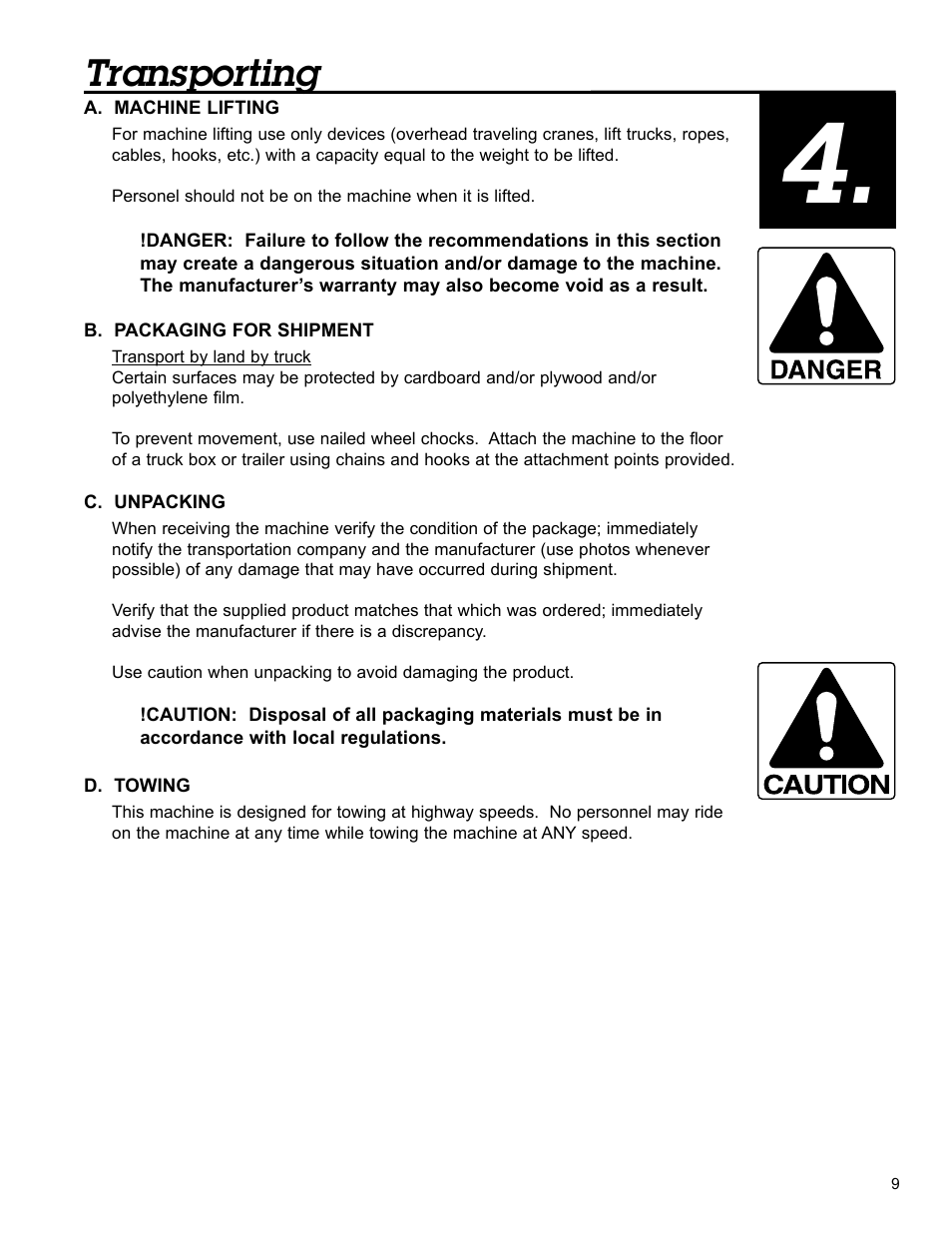 Transporting | Condux APS75 Underground Pulling Trailer User Manual | Page 9 / 40