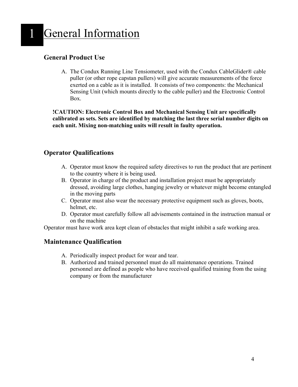 General information | Condux Running Line Tensiometer User Manual | Page 4 / 20