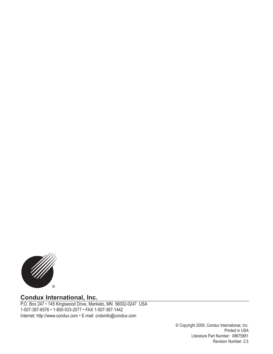 Condux international, inc | Condux CableGlider FO Cable Puller User Manual | Page 32 / 32