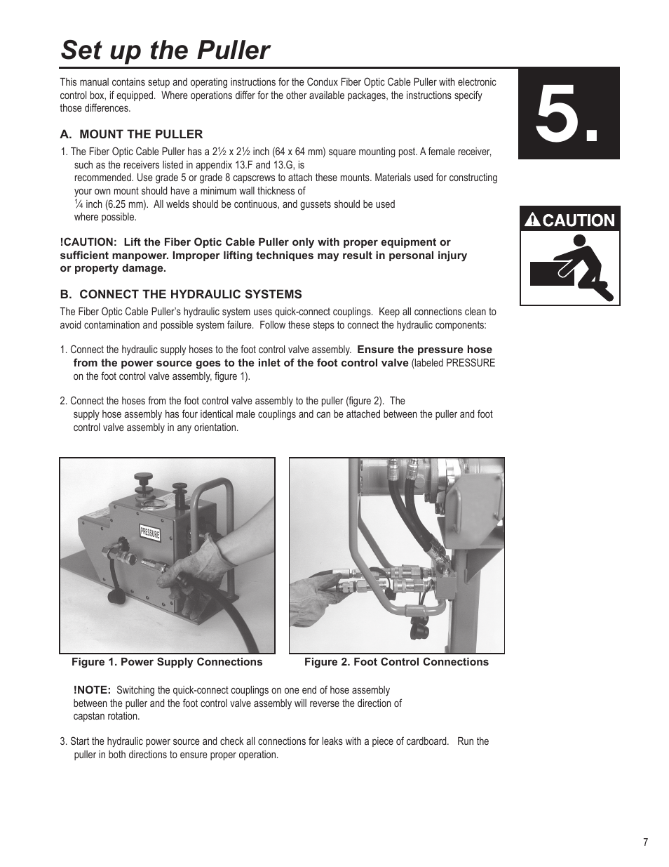 Set up the puller | Condux CableGlider FO Cable Puller User Manual | Page 7 / 32