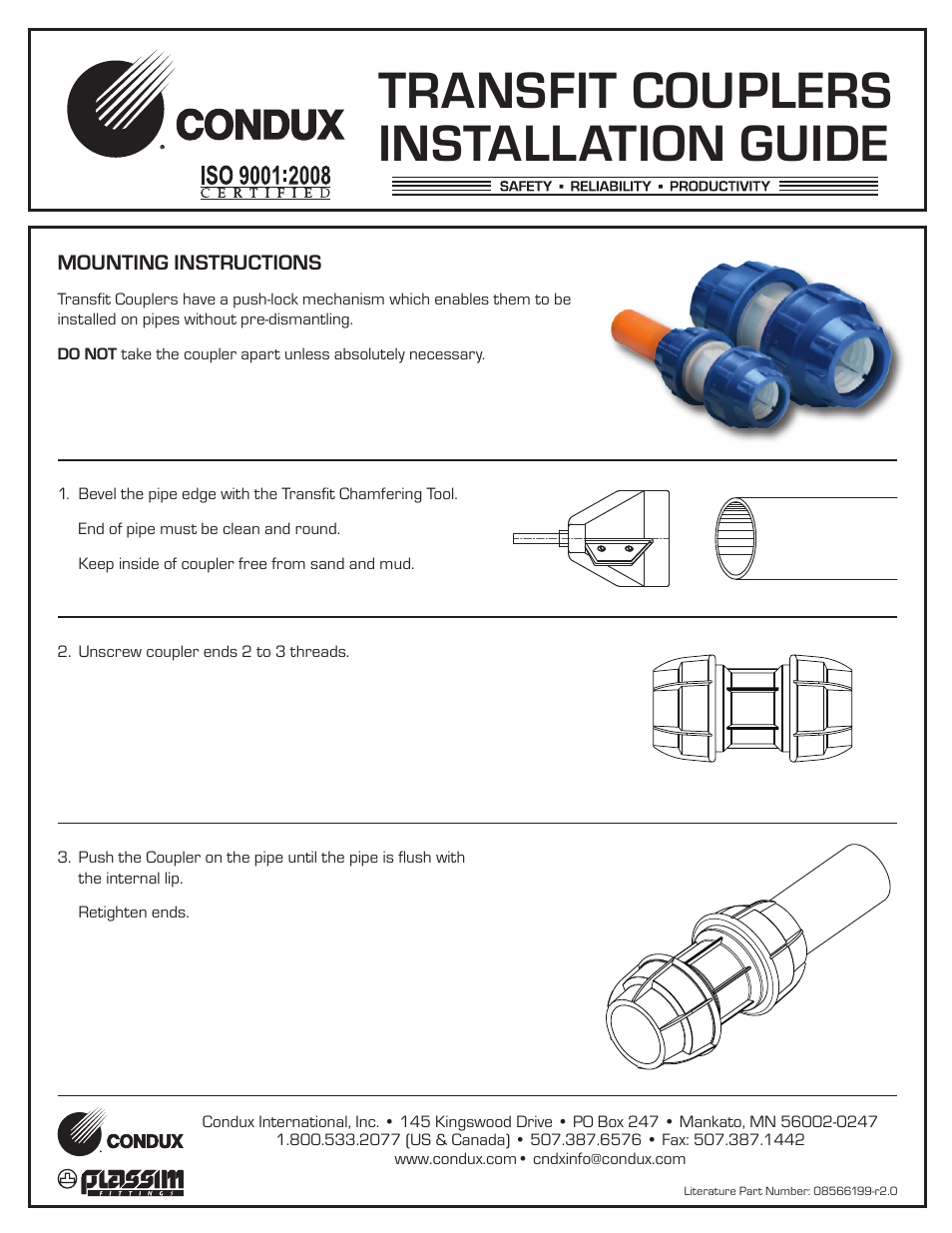Transfit couplers installation guide | Condux Comfit Transfit Coupler User Manual | Page 2 / 2