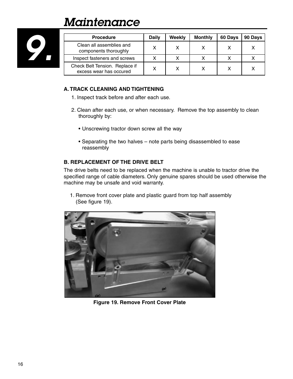 Maintenance | Condux Gulfstream 200 Micro Fiber Blower User Manual | Page 16 / 24