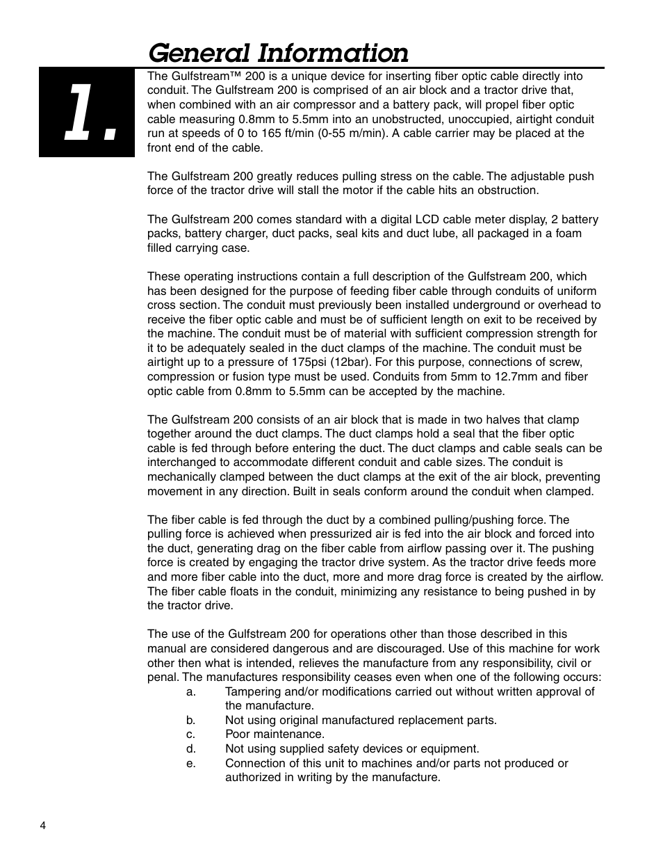 General information | Condux Gulfstream 200 Micro Fiber Blower User Manual | Page 4 / 24