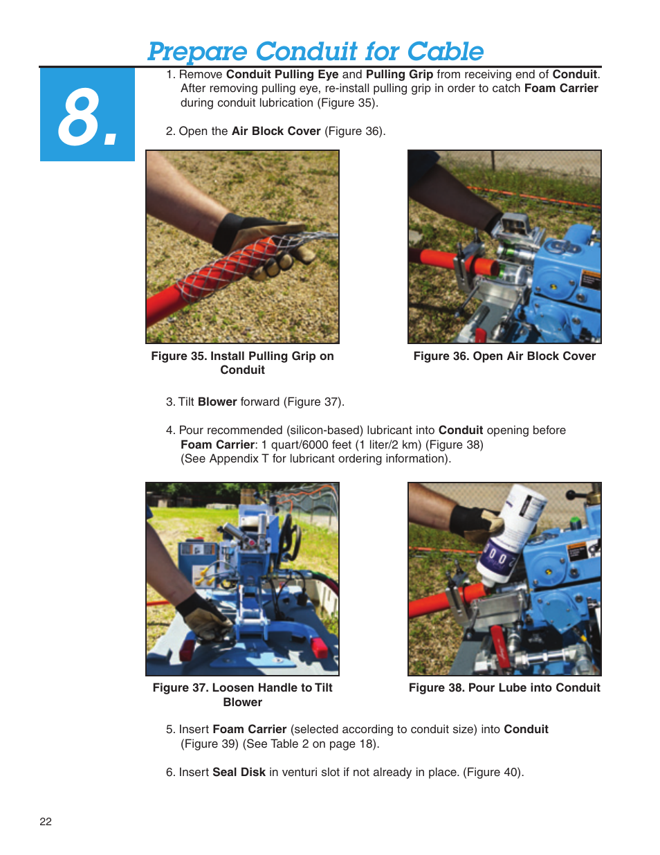 Prepare conduit for cable | Condux Deluxe Blower User Manual | Page 22 / 68
