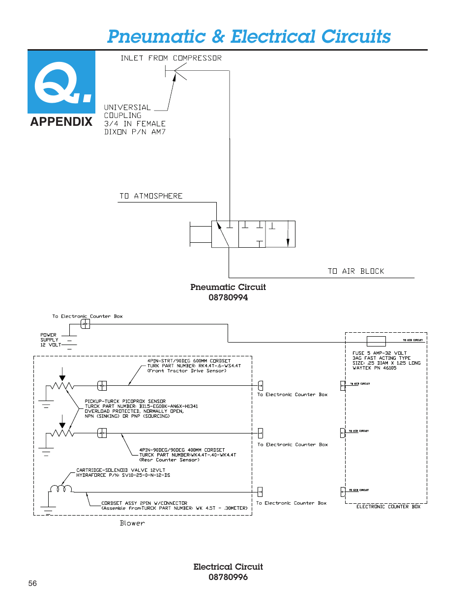 Pneumatic & electrical circuits | Condux Deluxe Blower User Manual | Page 56 / 68