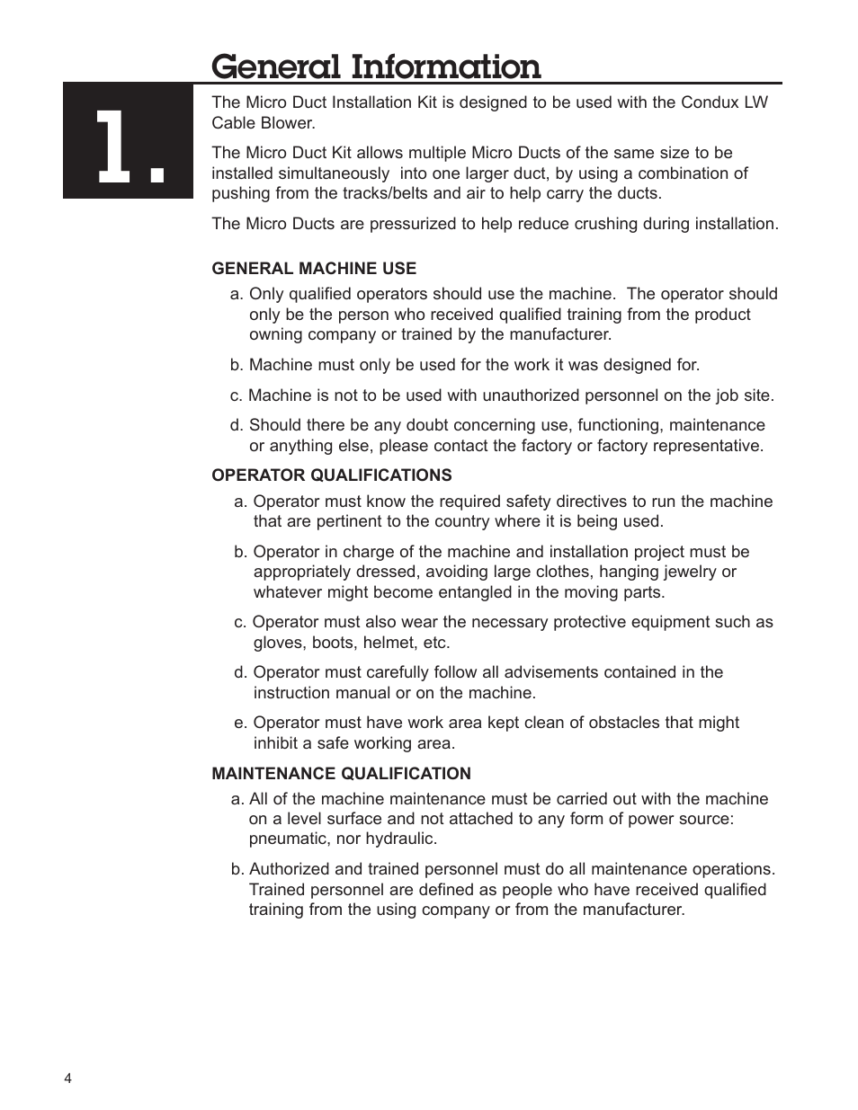 General information | Condux Micro Duct User Manual | Page 4 / 18