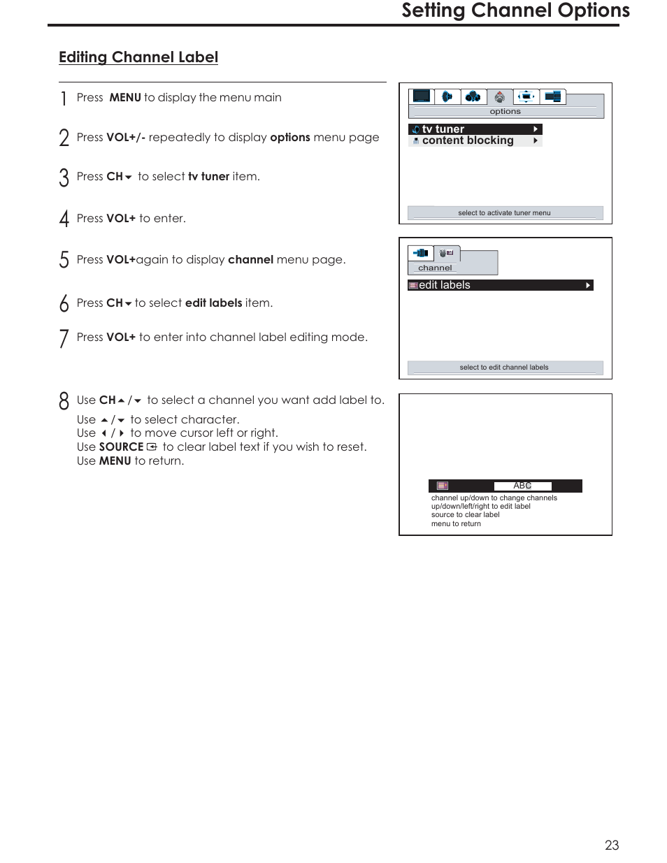 Setting channel options | Acoustic Research AR4200 User Manual | Page 26 / 48