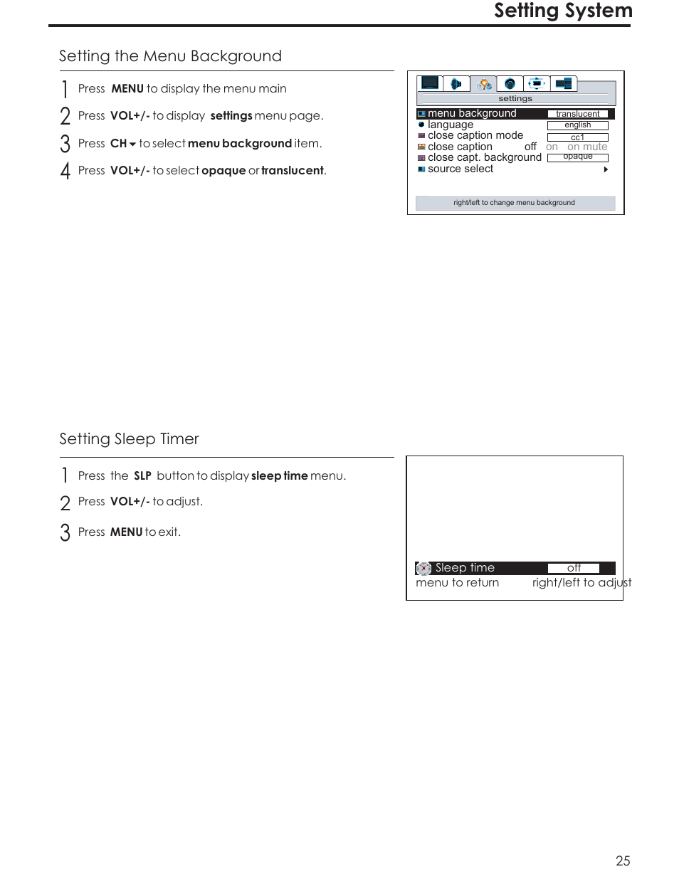 Setting system | Acoustic Research AR4200 User Manual | Page 28 / 48