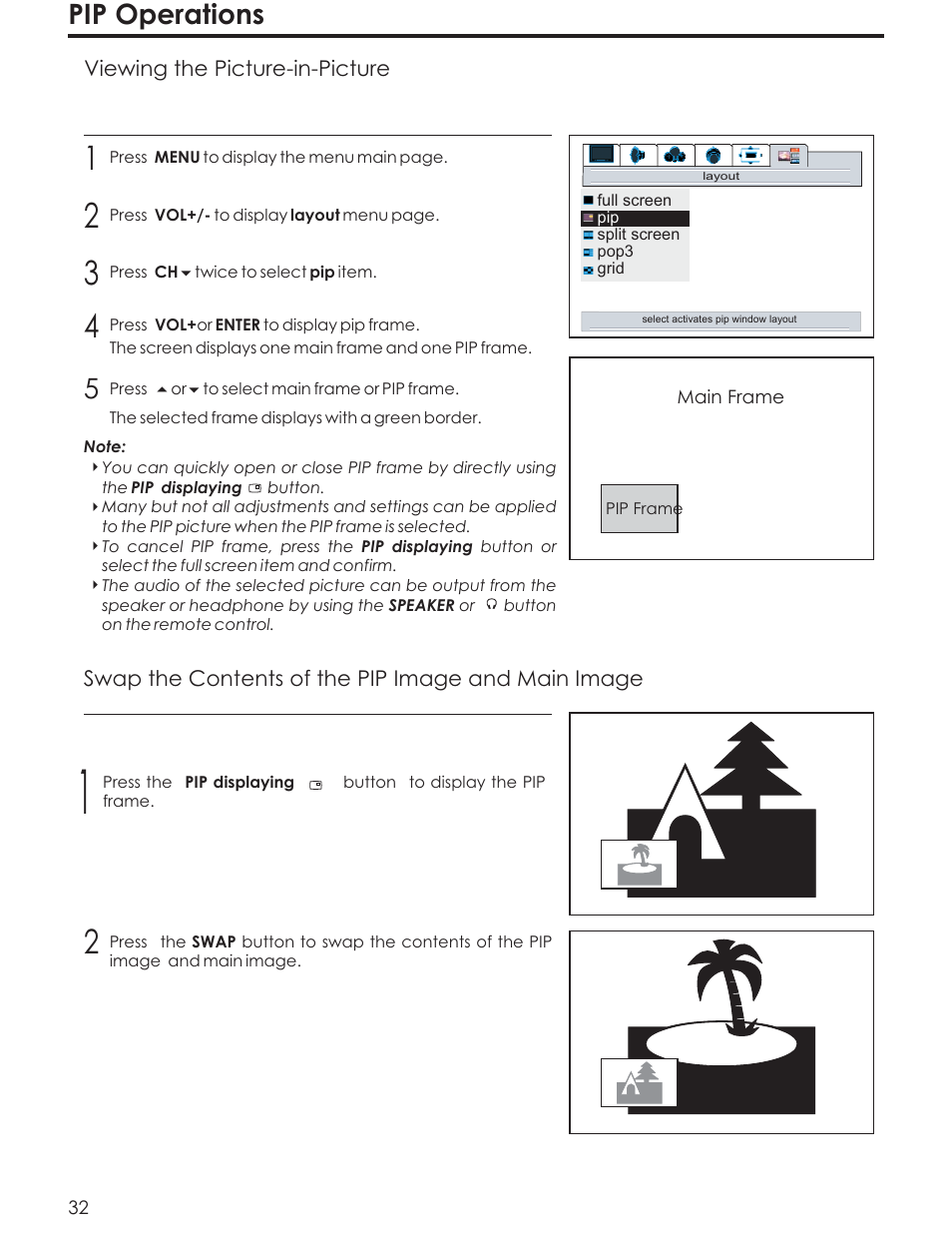 Pip operations | Acoustic Research AR4200 User Manual | Page 35 / 48
