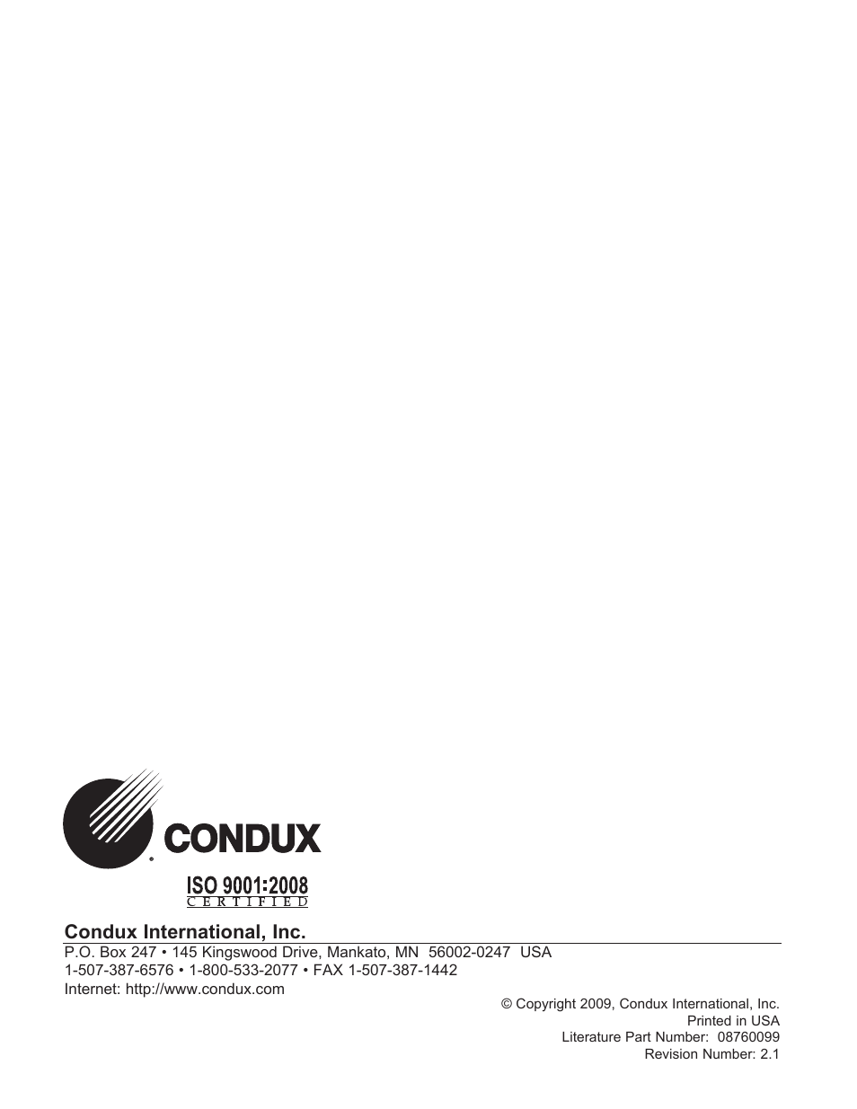 Condux international, inc | Condux Slip Clutch Capstan User Manual | Page 16 / 16