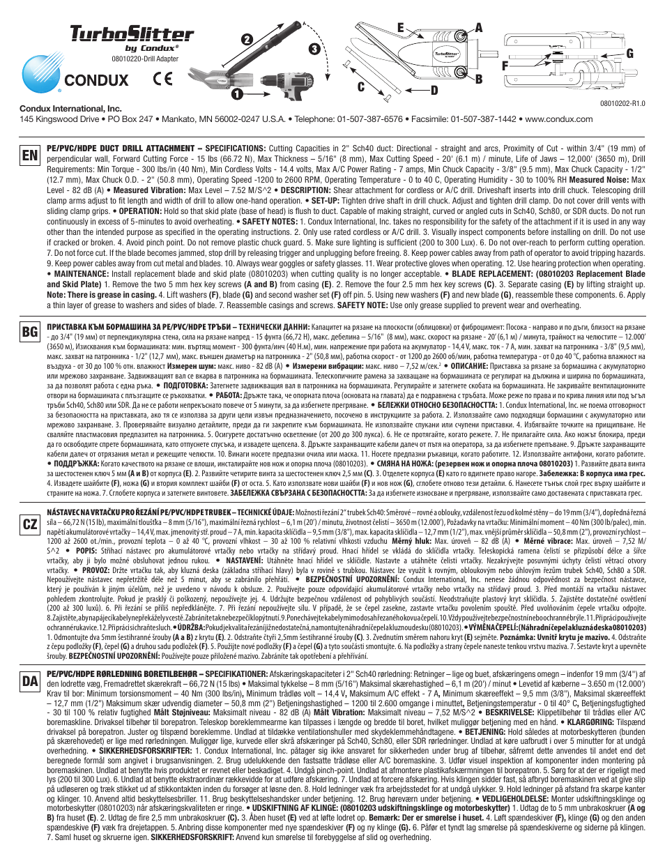 Condux Turbo Slitter User Manual | 7 pages