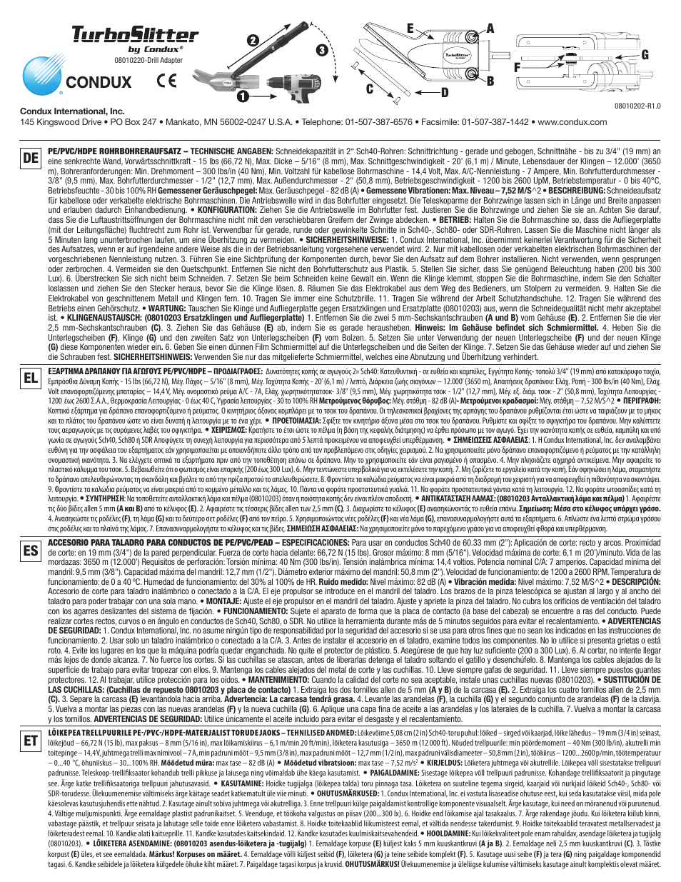Condux Turbo Slitter User Manual | Page 2 / 7