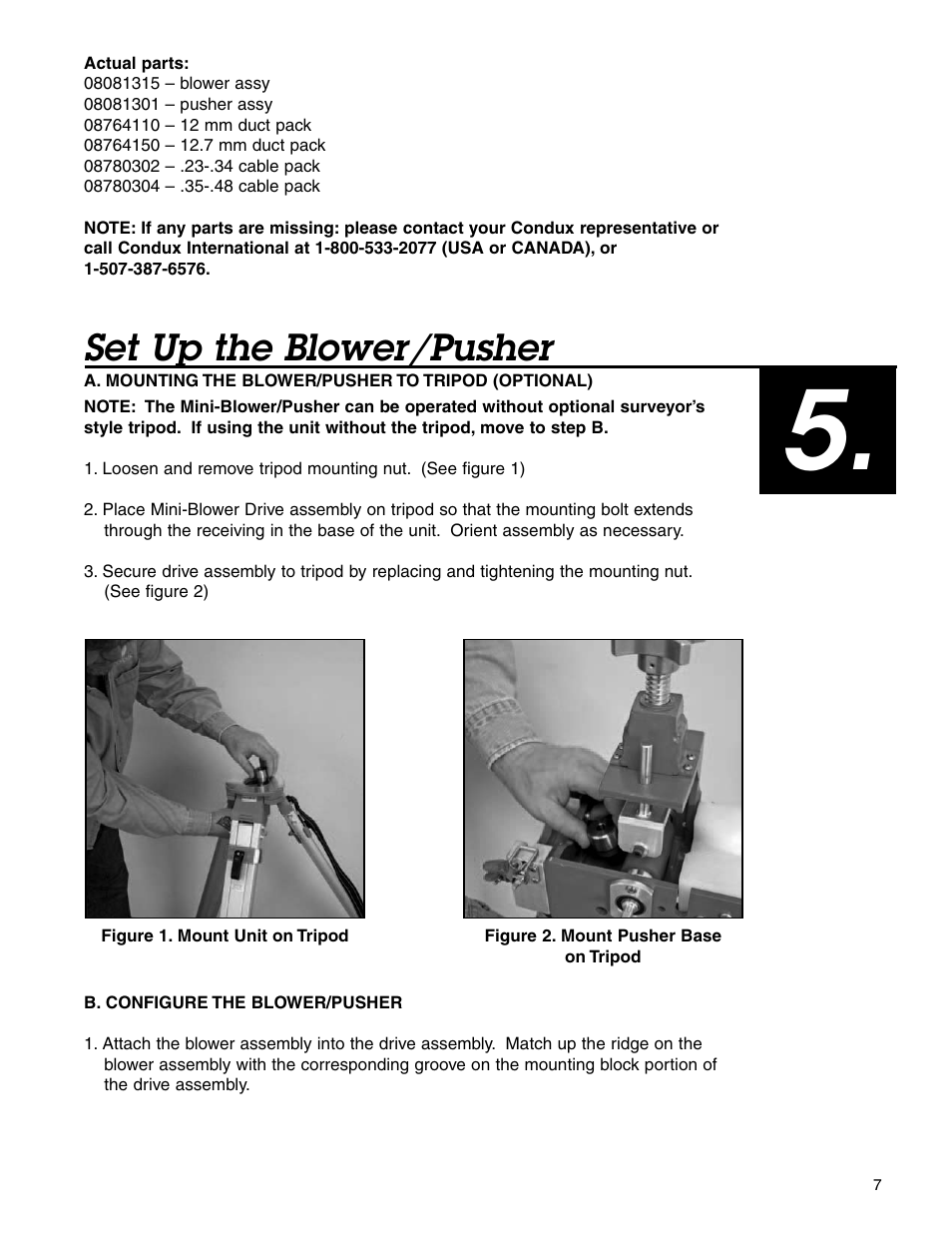 Set up the blower/pusher | Condux Mini-Blower/Pusher User Manual | Page 7 / 20