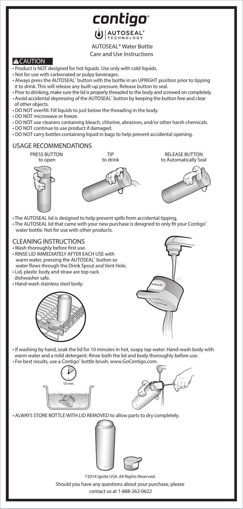 Contigo AUTOSEAL 32 oz. Cortland Water Bottle User Manual | 1 page