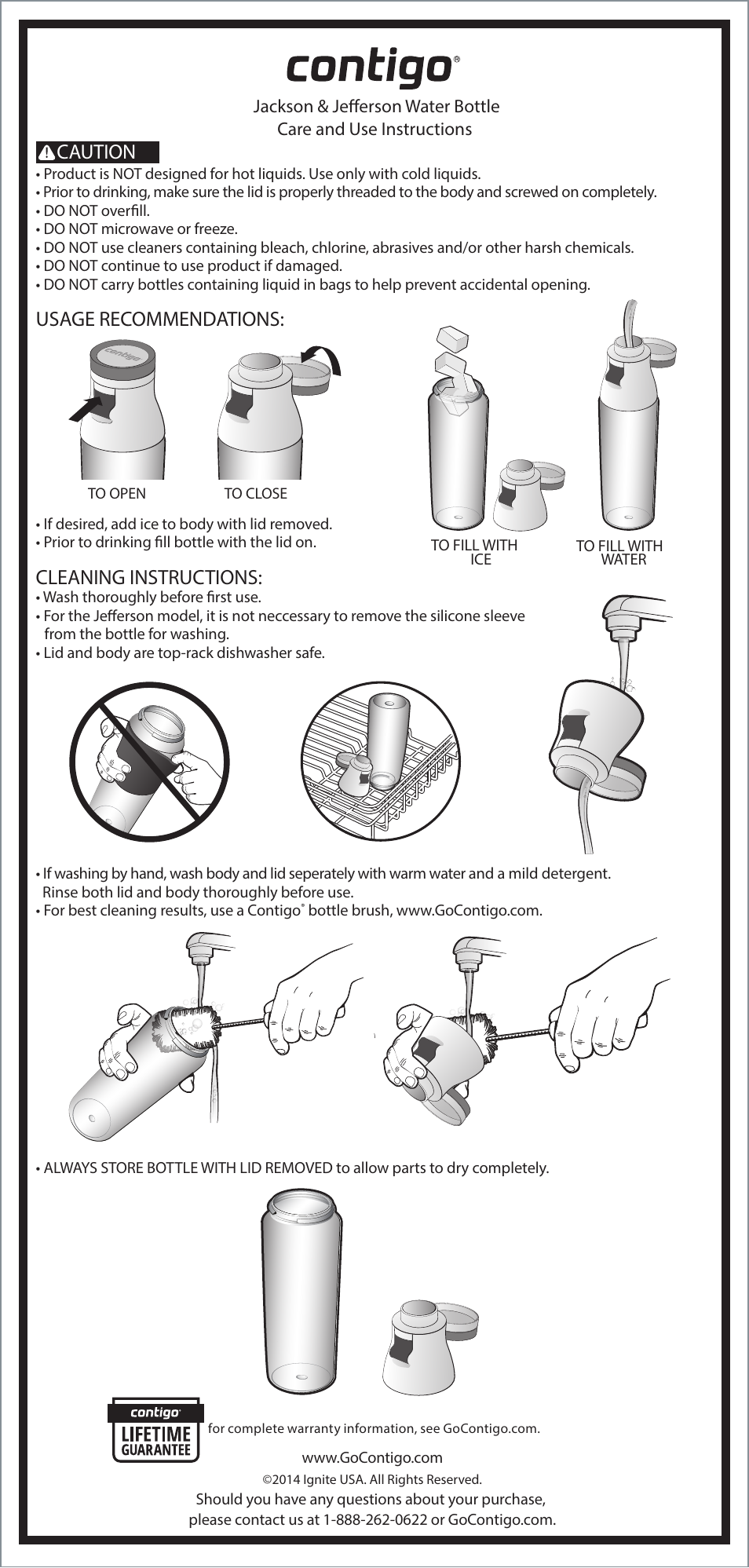 Contigo Jefferson 24 oz. Water Bottle User Manual | 1 page