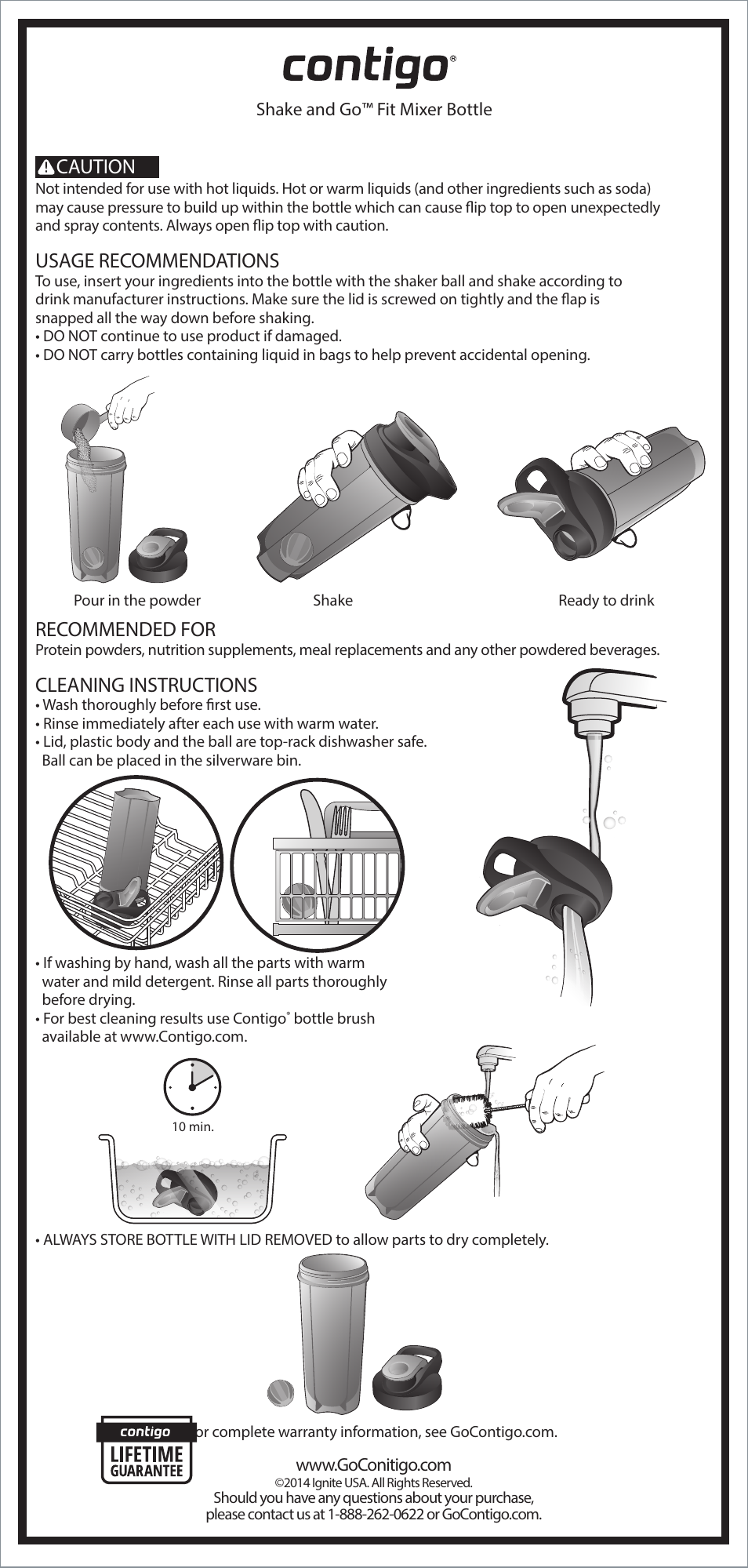 Contigo Shake & Go 28 oz. Fit Mixer Bottle User Manual | 1 page