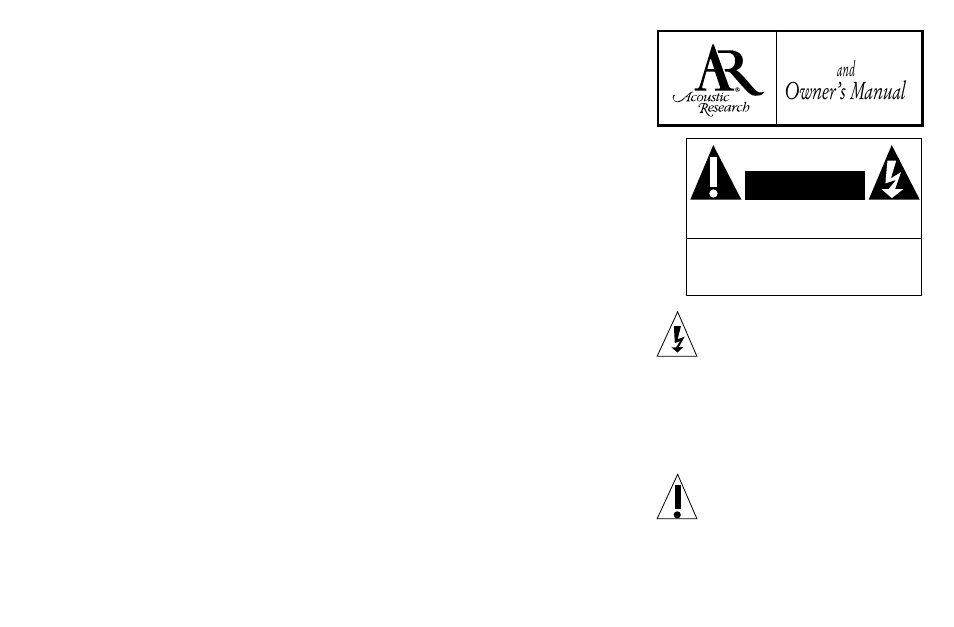 Acoustic Research HC5S User Manual | 4 pages