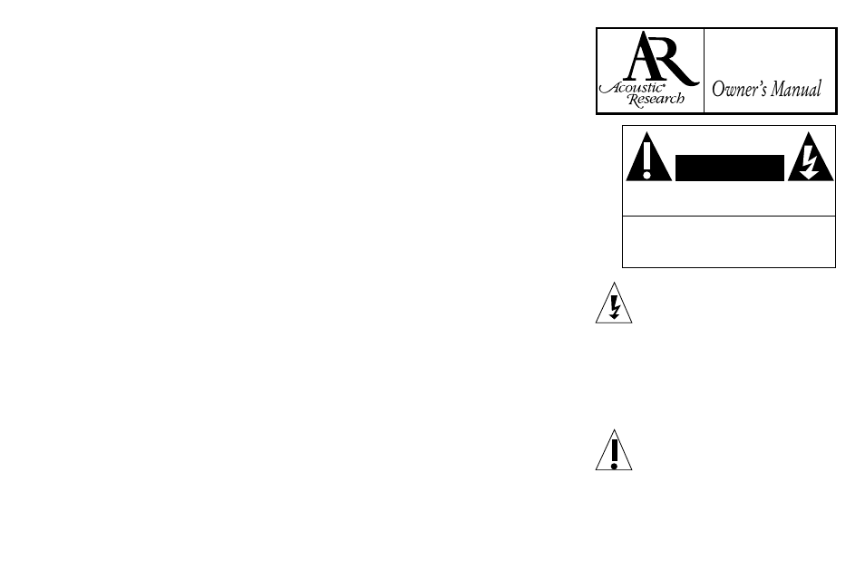 Acoustic Research HC6 User Manual | 4 pages