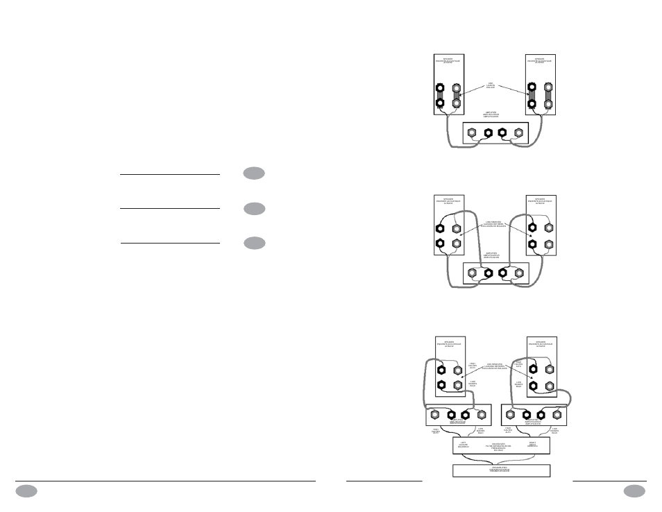 Index/inhalt/indice english francais español, Bi-amp bi-amplification bi-amplificador, Standard wiring câblage standard cableado normal | Bi-wire bicâblage bi-cableado, Figure 3, schéma 3, figura 3, Figure 1, schéma 1, figura 1, Figure 2, schéma 2, figura 2 | Acoustic Research VP Series User Manual | Page 2 / 8