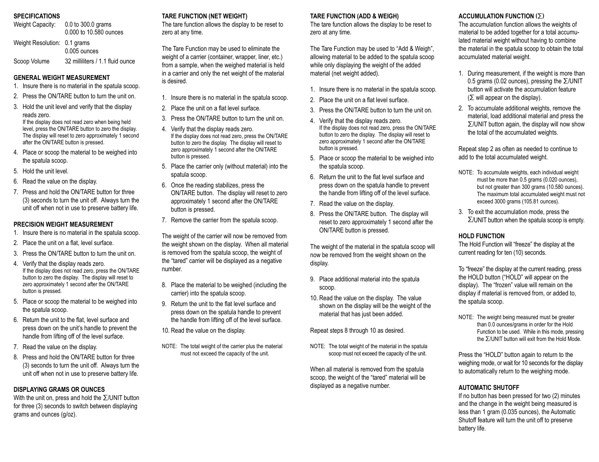 Control Company 3475 SPATULA BALANCE User Manual | 2 pages