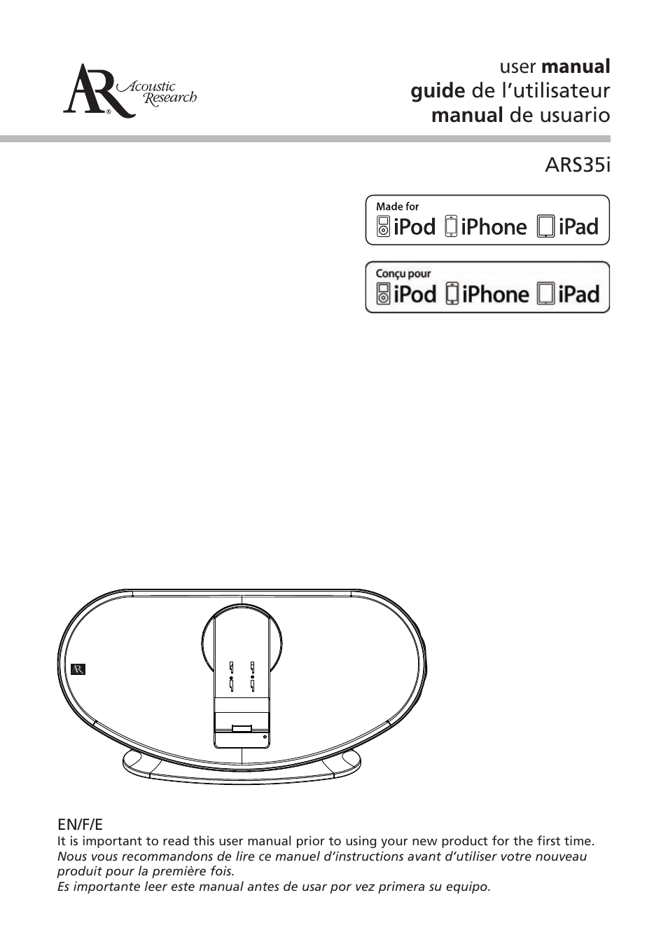 Acoustic Research ARS35I User Manual | 22 pages