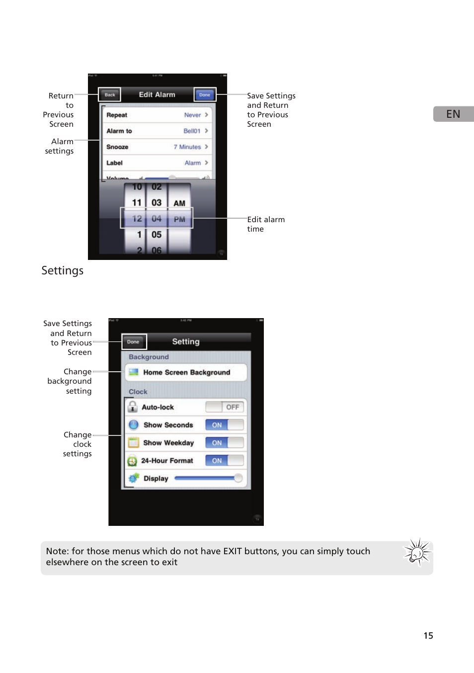 Settings | Acoustic Research ARS35I User Manual | Page 16 / 22