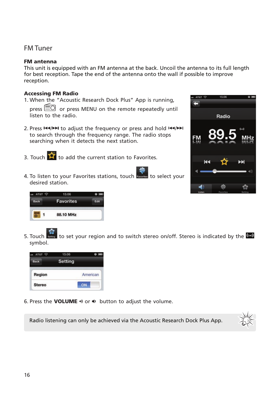 Fm tuner | Acoustic Research ARS35I User Manual | Page 17 / 22