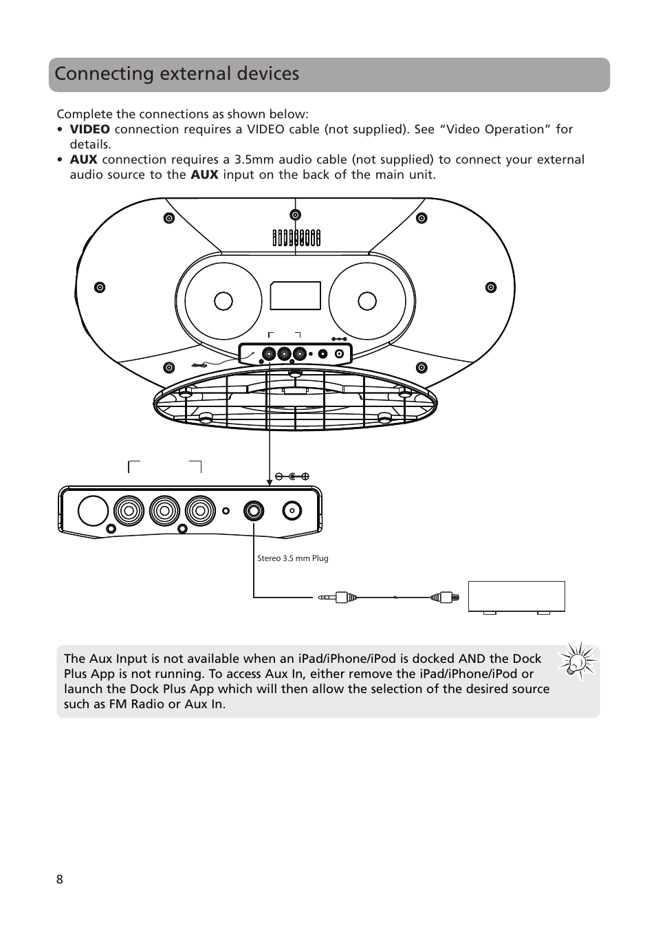 Connecting external devices | Acoustic Research ARS35I User Manual | Page 9 / 22