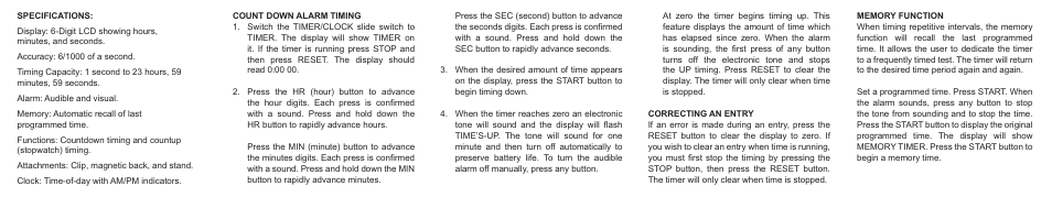 Control Company 5035 ADVANCED MEMORY TIMER User Manual | 2 pages