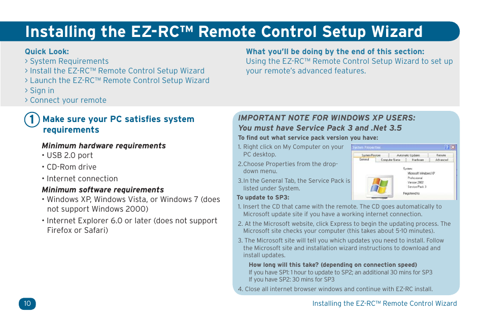 Installing the ez-rc™ remote control setup wizard | Acoustic Research ARRX18G User Manual | Page 10 / 48
