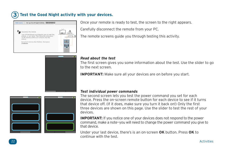 Test the good night activity with your devices | Acoustic Research ARRX18G User Manual | Page 22 / 48