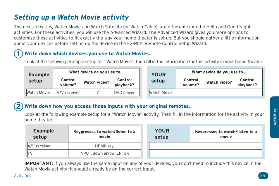 Setting up a watch movie activity | Acoustic Research ARRX18G User Manual | Page 25 / 48