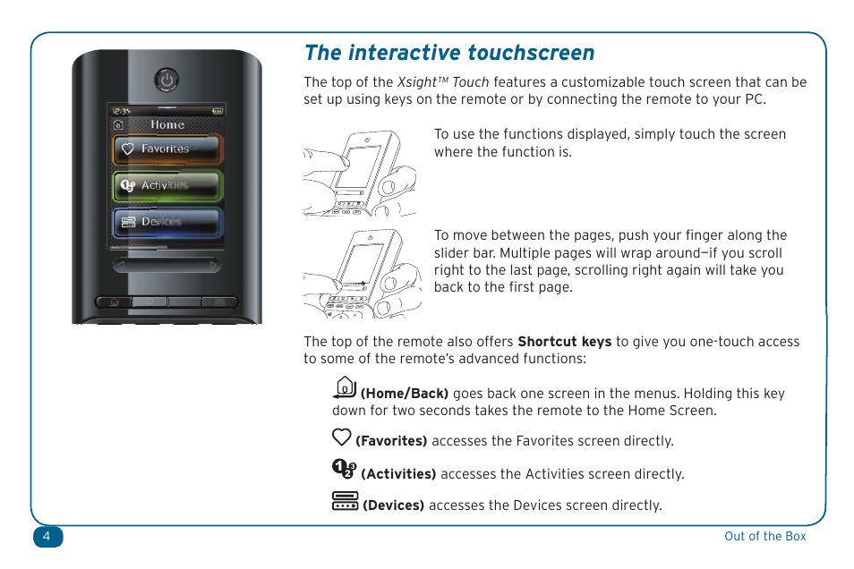 The interactive touchscreen | Acoustic Research ARRX18G User Manual | Page 4 / 48