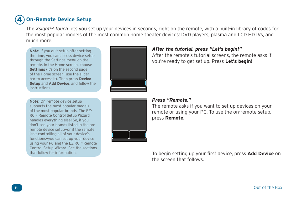 On-remote device setup | Acoustic Research ARRX18G User Manual | Page 6 / 48
