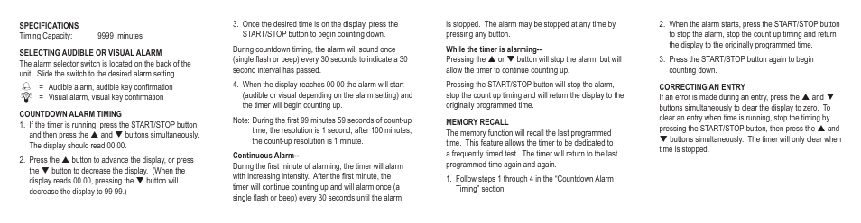 Control Company 5133 CONTINUOUS VISUAL ALARM TIMER User Manual | 2 pages