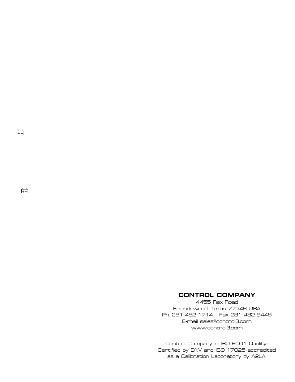Control company | Control Company 4135 TWO-CHANNEL THERMOMETER User Manual | Page 2 / 2