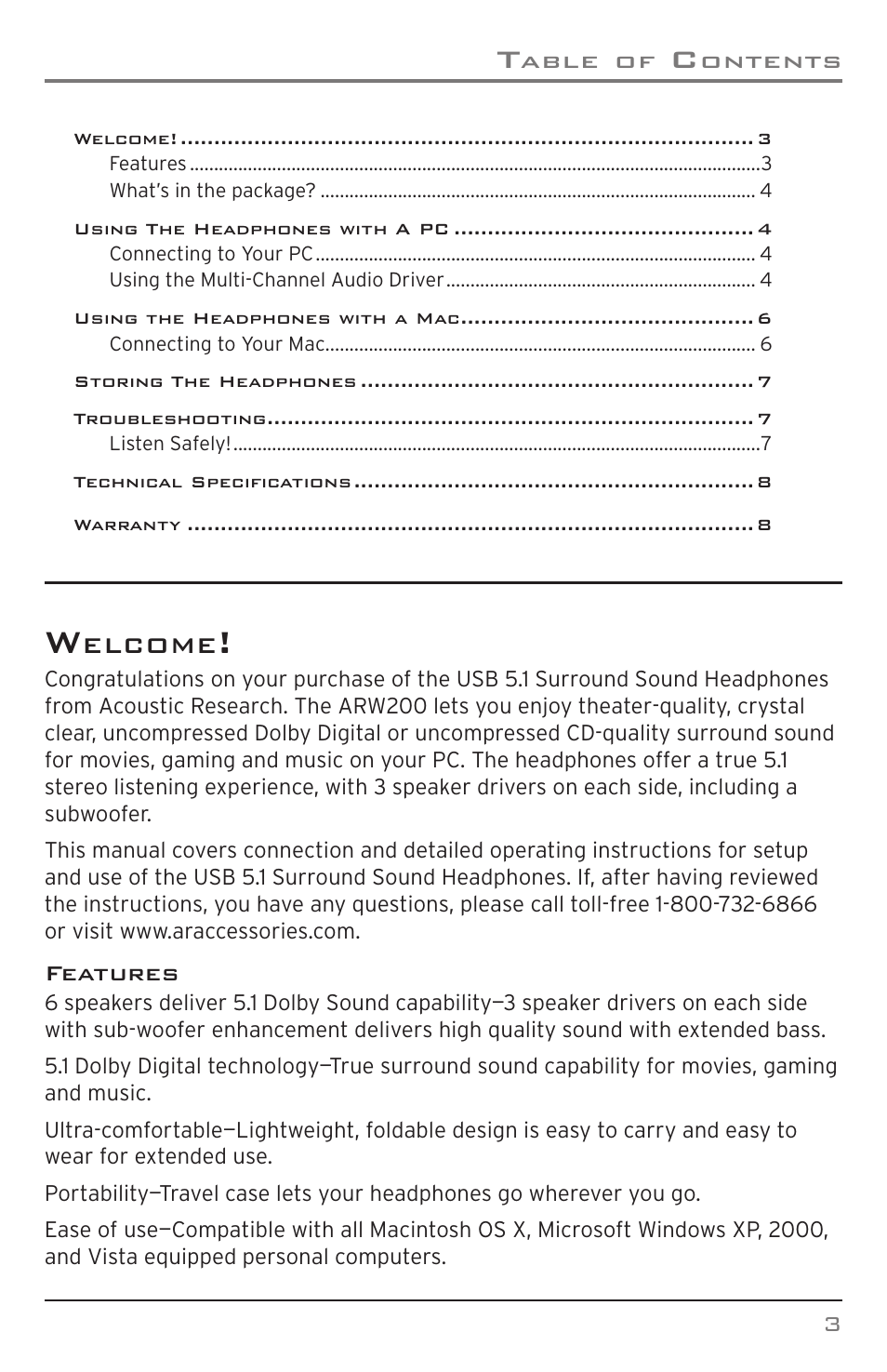 Elcome | Acoustic Research ARW200 User Manual | Page 3 / 8