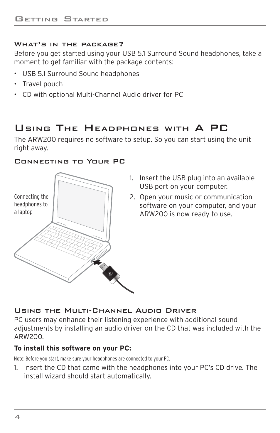 A pc | Acoustic Research ARW200 User Manual | Page 4 / 8