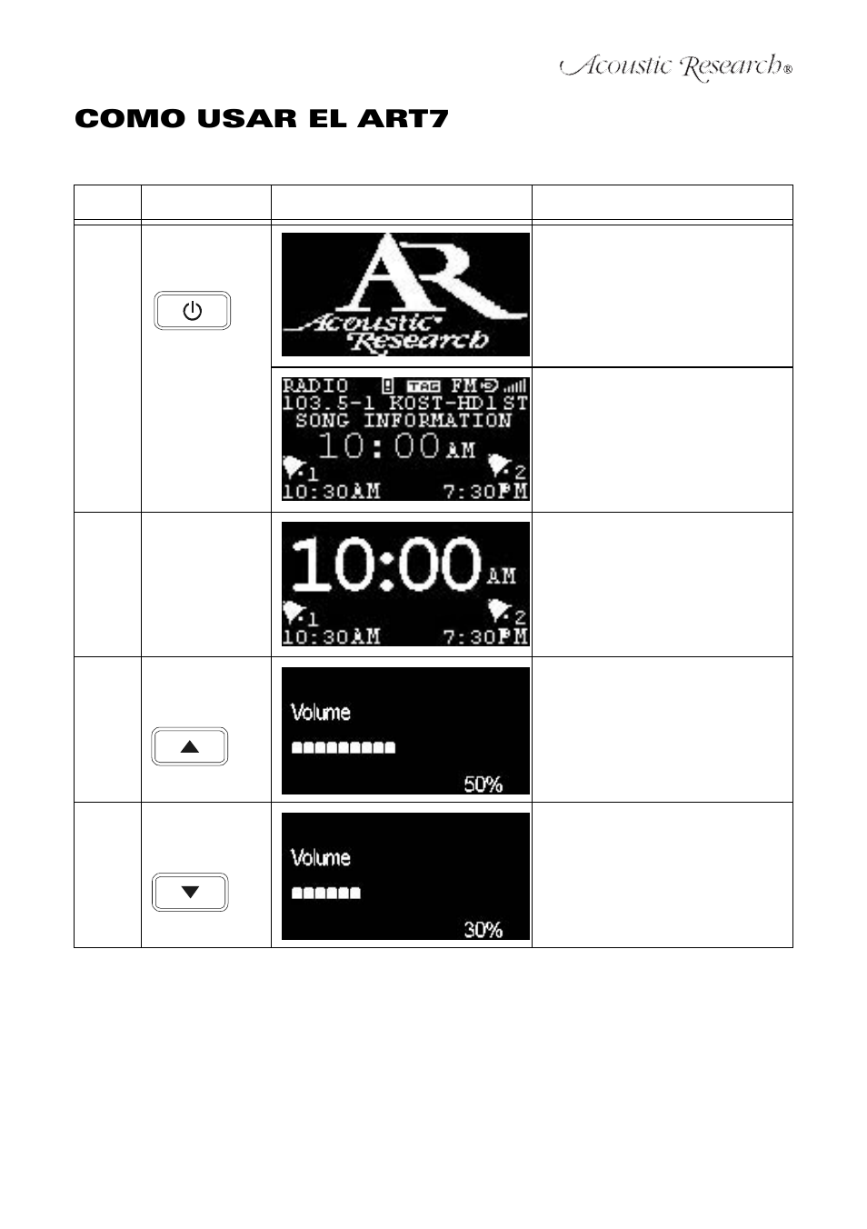 Como usar el art7 | Acoustic Research ART7 User Manual | Page 45 / 96