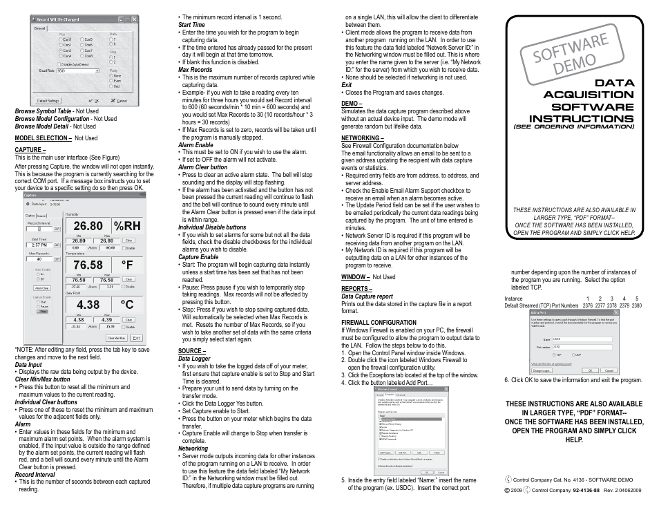 Data acquisition software instructions | Control Company 4136 DATA ACQUISITION User Manual | Page 2 / 2